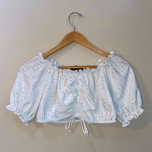 White crop short sleeve